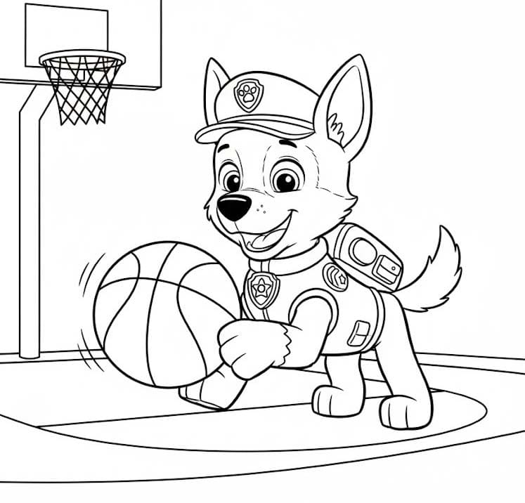 Tekenen Chase Paw Patrol afdrukbaar