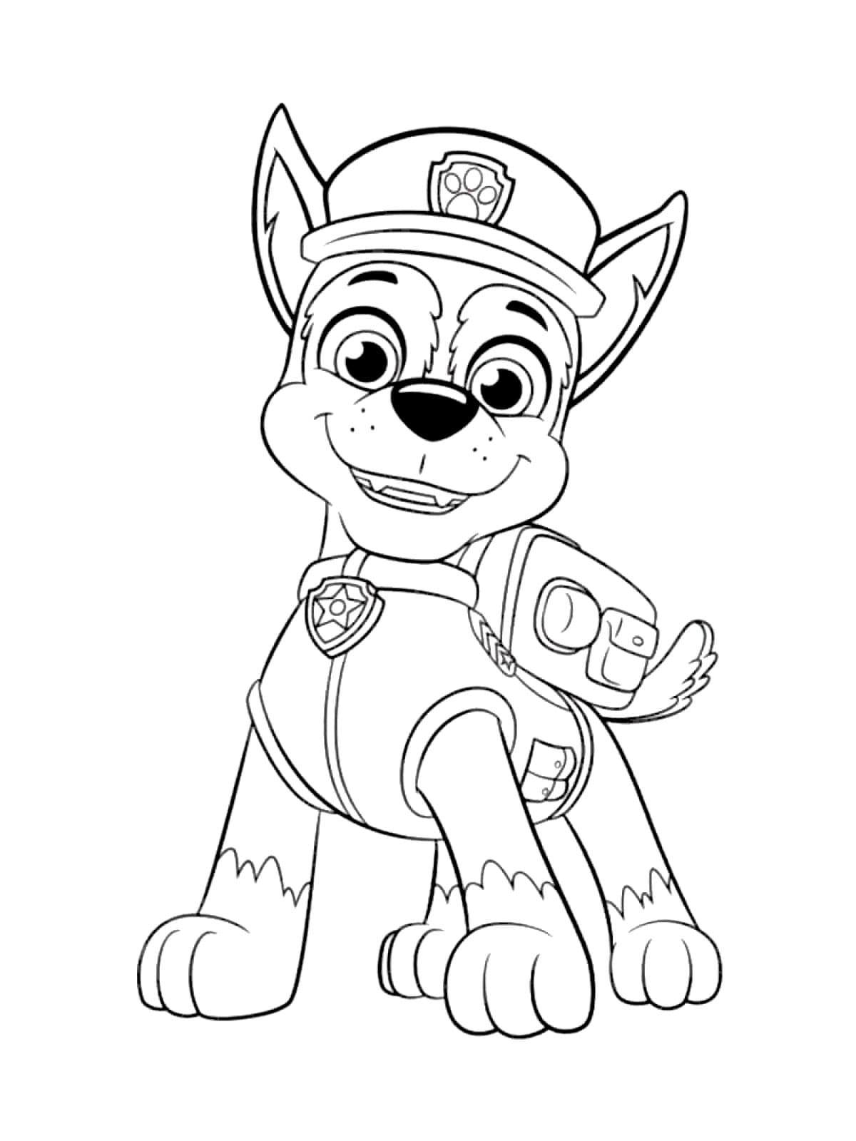Tekenen Chase Paw Patrol gratis afdrukbaar simpel