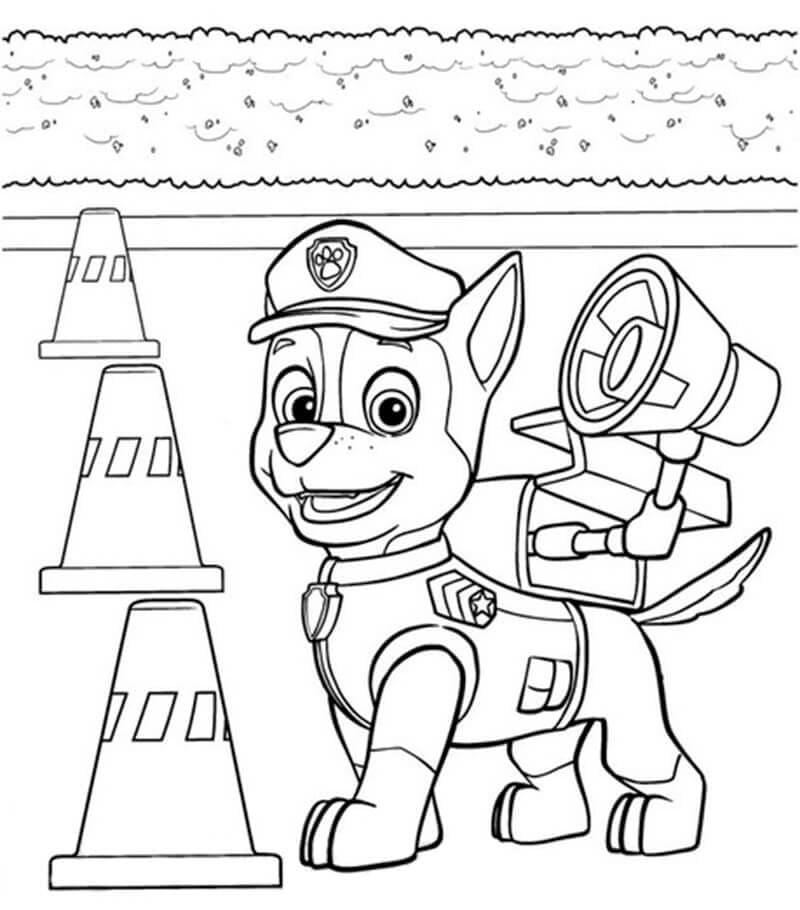 Tekenen Chase Paw Patrol gratis eenvoudig