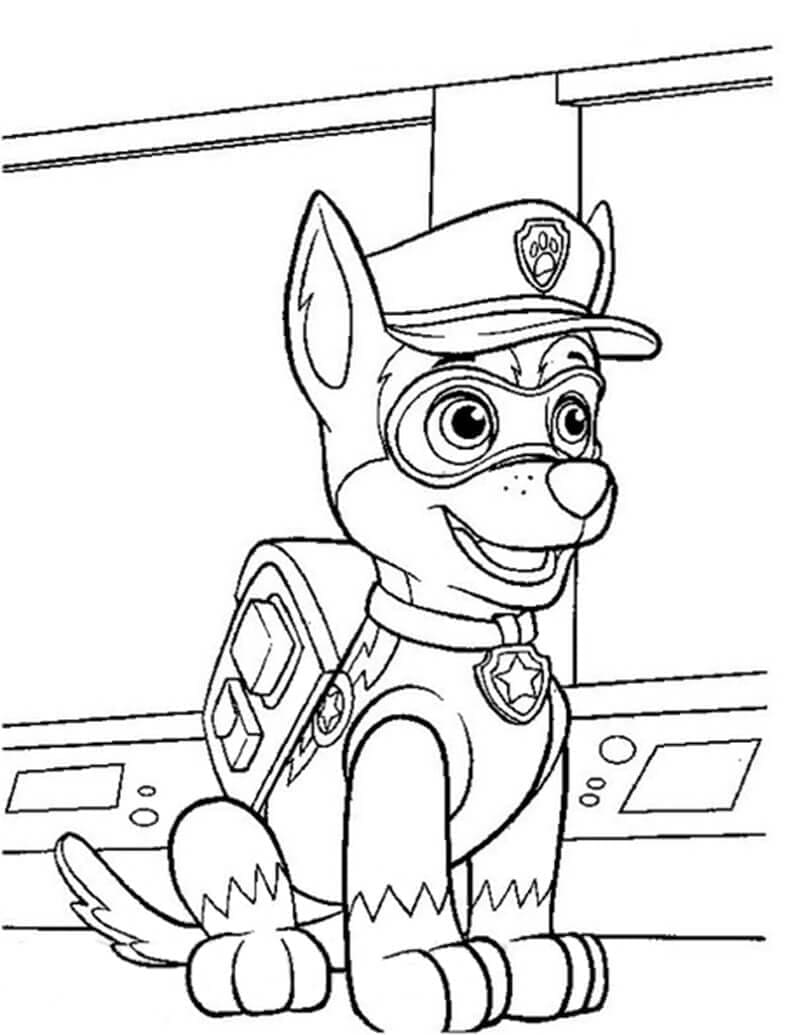 Tekenen Chase Paw Patrol gratis simpel