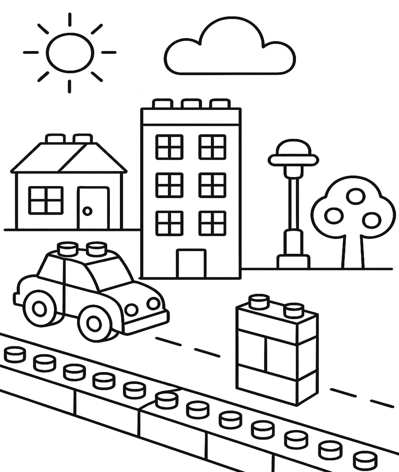 Tekenen Lego City gratis afdrukbaar basis