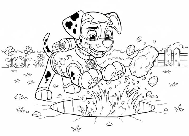 Tekenen Marshall Paw Patrol afdrukbaar basis