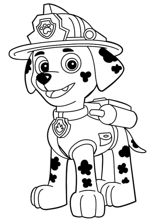 Tekenen Marshall Paw Patrol gratis afdrukbaar simpel