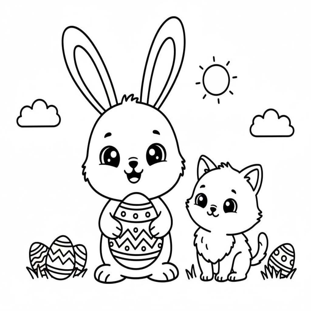 Tekenen Paashaas gratis voor kinderen