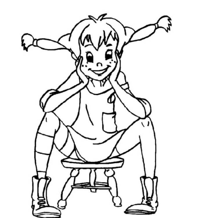 Tekenen Pippi Langkous afdrukbaar basis