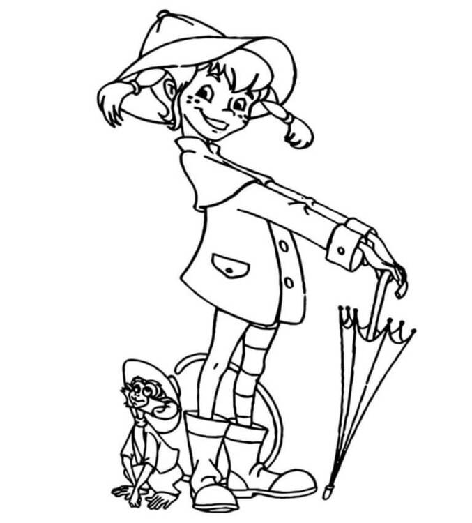 Tekenen Pippi Langkous afdrukbaar simpel