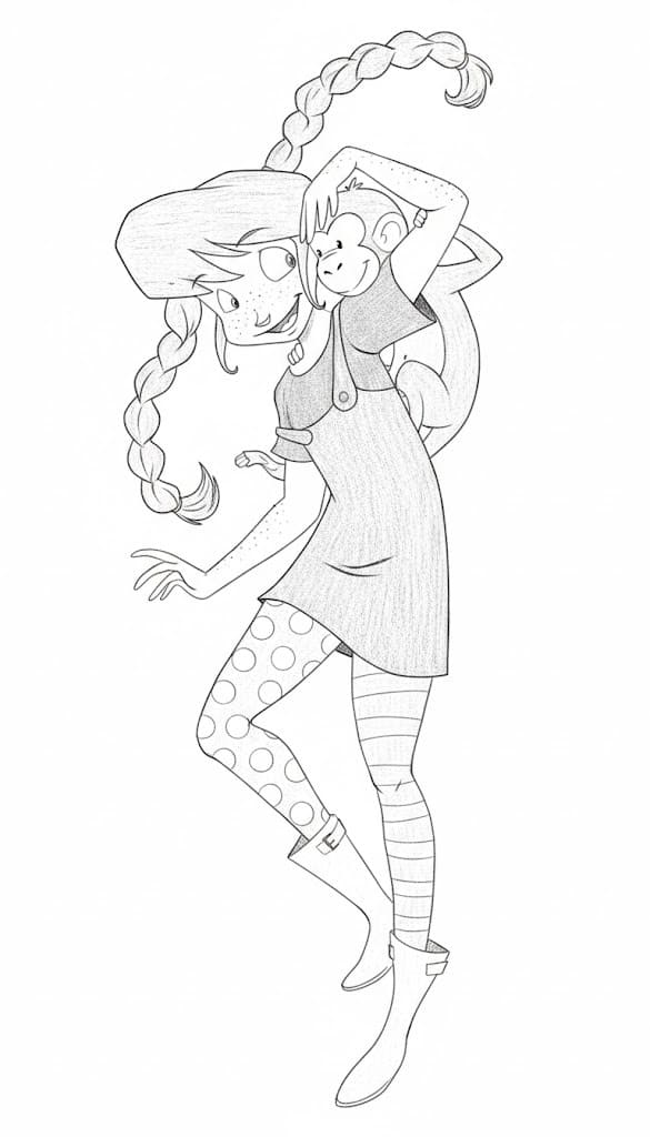 Tekenen Pippi Langkous basis