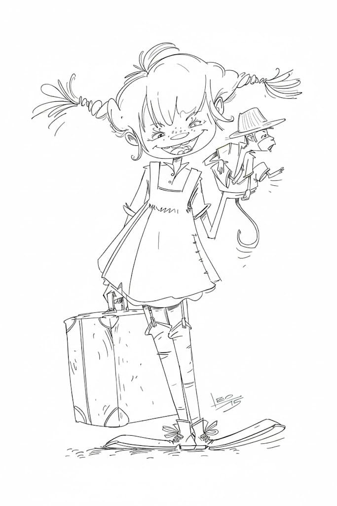 Tekenen Pippi Langkous eenvoudig