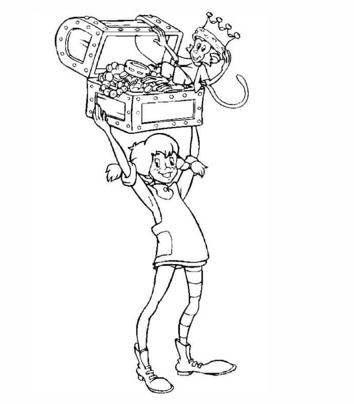 Tekenen Pippi Langkous gratis afdrukbaar basis