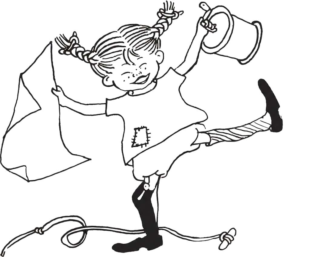 Tekenen Pippi Langkous gratis voor kinderen