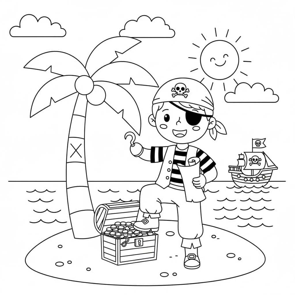 Tekenen Piraten afdrukbaar eenvoudig