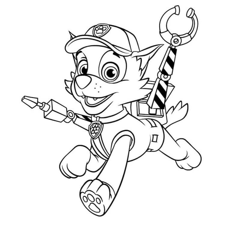 Tekenen Rocky Paw Patrol afdrukbaar eenvoudig