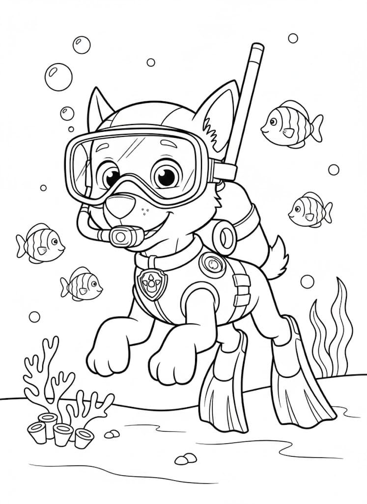 Tekenen Rocky Paw Patrol gratis afdrukbaar