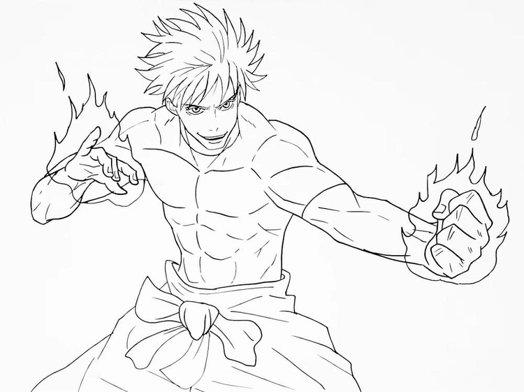 Tekenen Satoru Gojo gratis afdrukbaar eenvoudig
