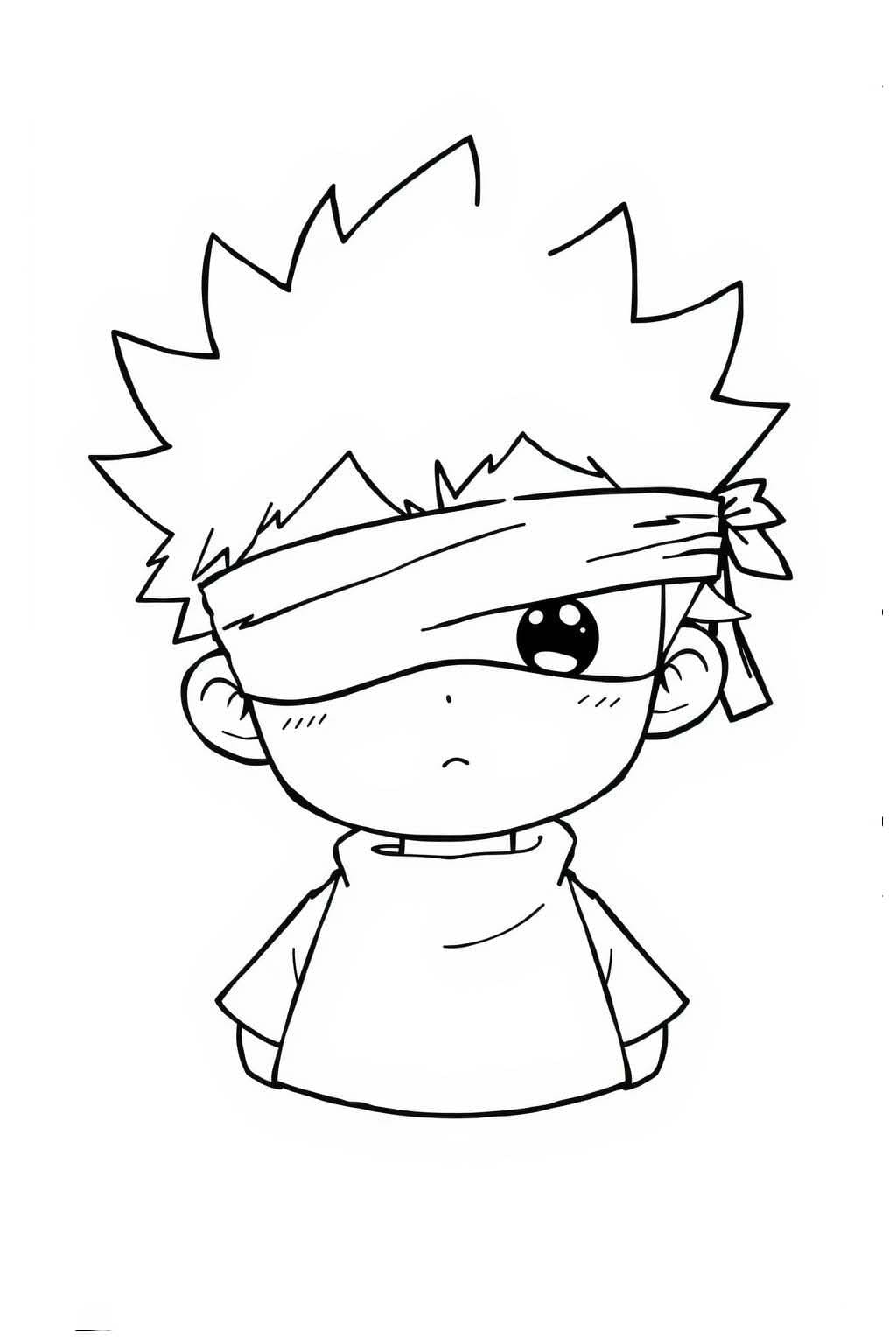 Tekenen Satoru Gojo gratis afdrukbaar simpel