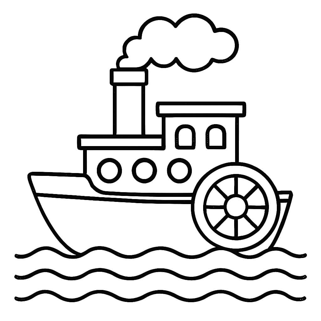 Tekenen Stoomboot afdrukbaar