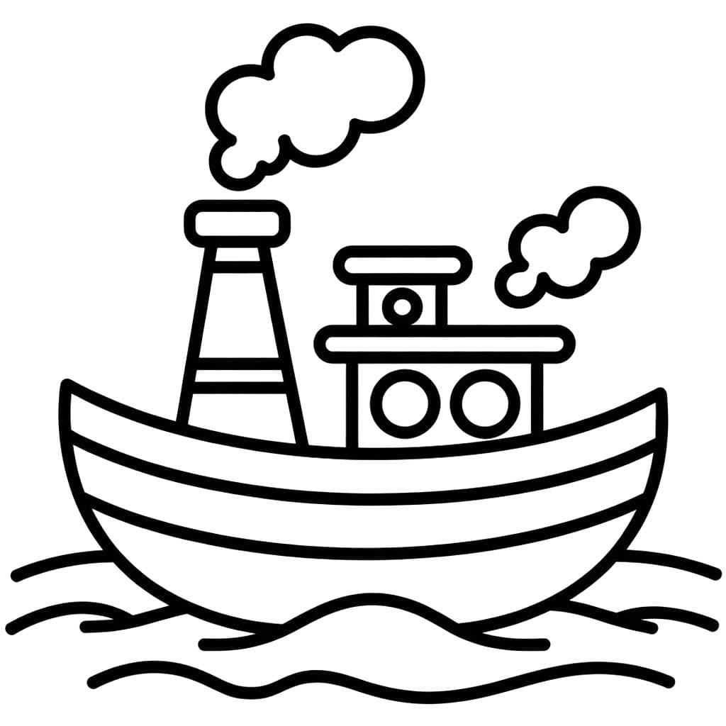 Tekenen Stoomboot gratis afdrukbaar