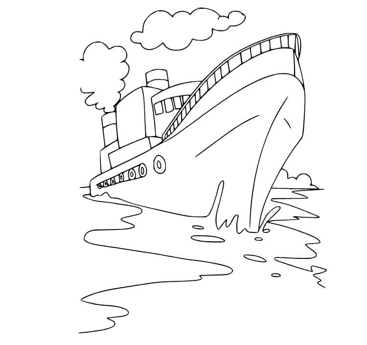 Tekenen Stoomboot gratis afdrukbaar simpel