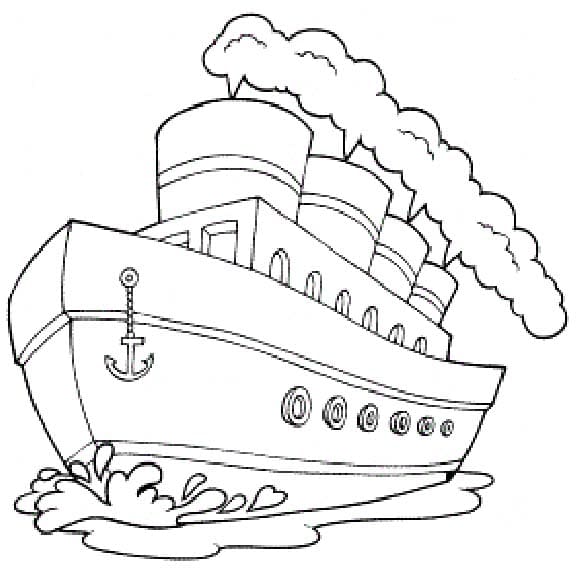 Tekenen Stoomboot gratis eenvoudig