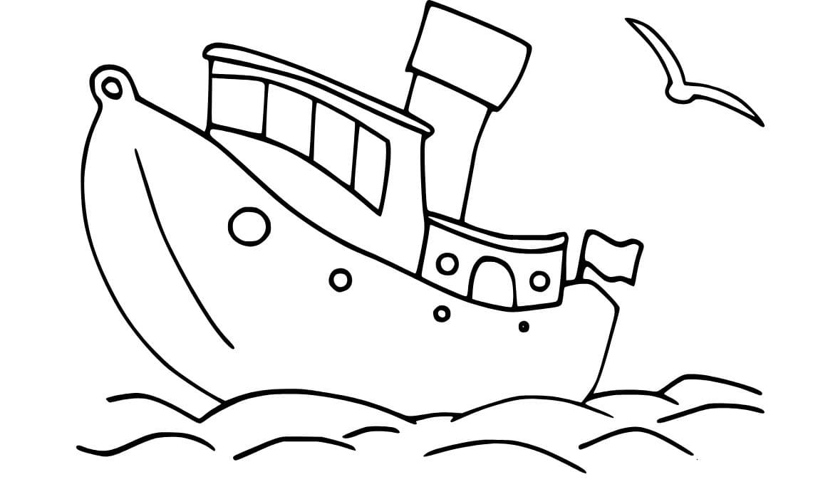 Tekenen Stoomboot gratis simpel