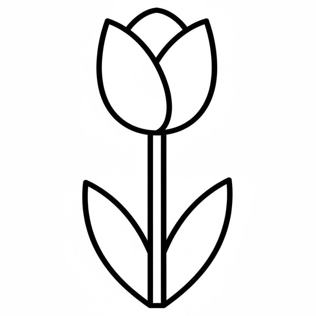 Tekenen Tulpen afdrukbaar basis