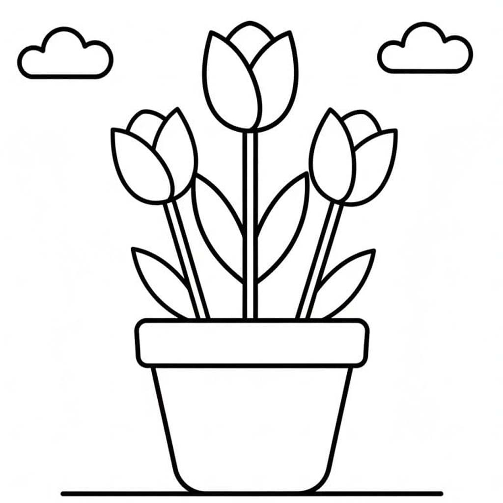 Tekenen Tulpen voor kinderen