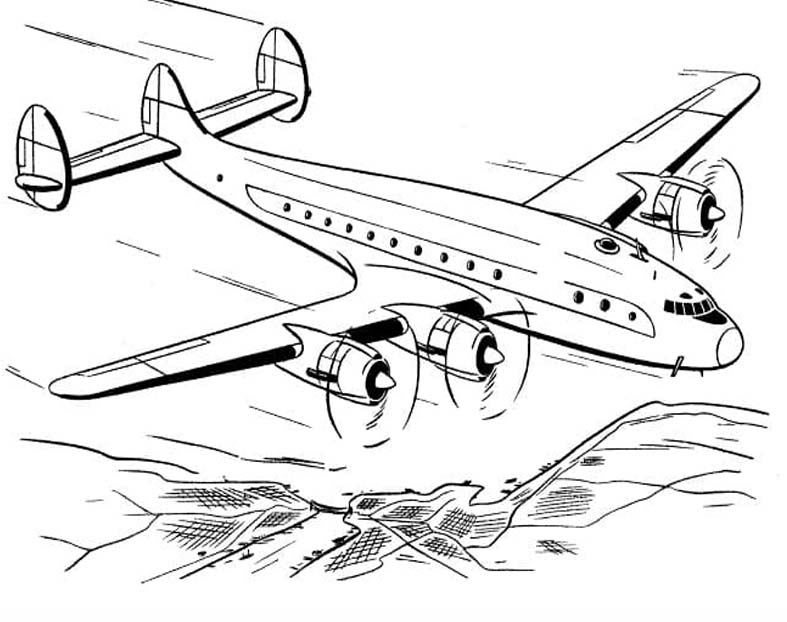 Tekenen Vliegtuig afdrukbaar basis