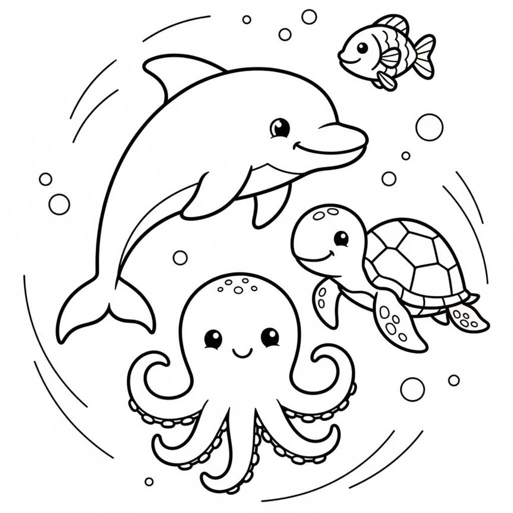 Tekenen Zeedieren afdrukbaar eenvoudig