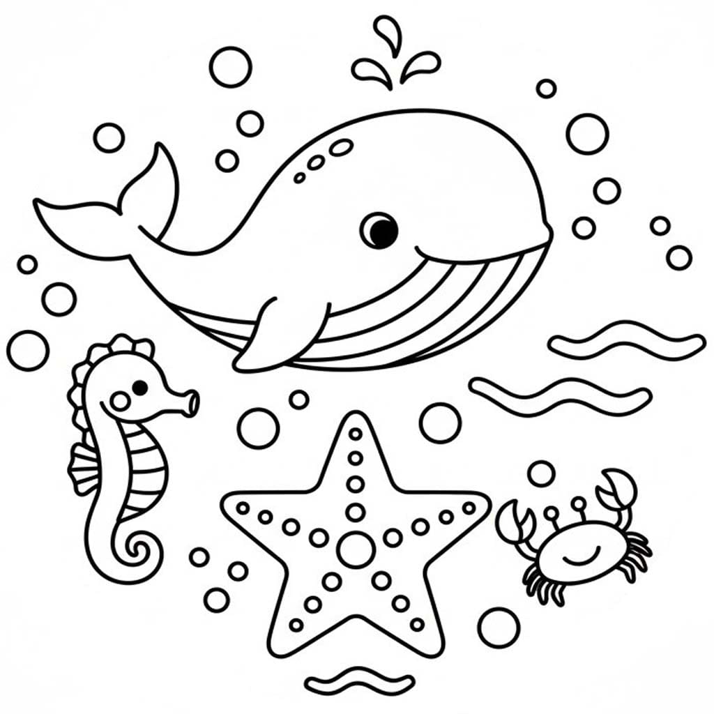 Tekenen Zeedieren afdrukbaar simpel
