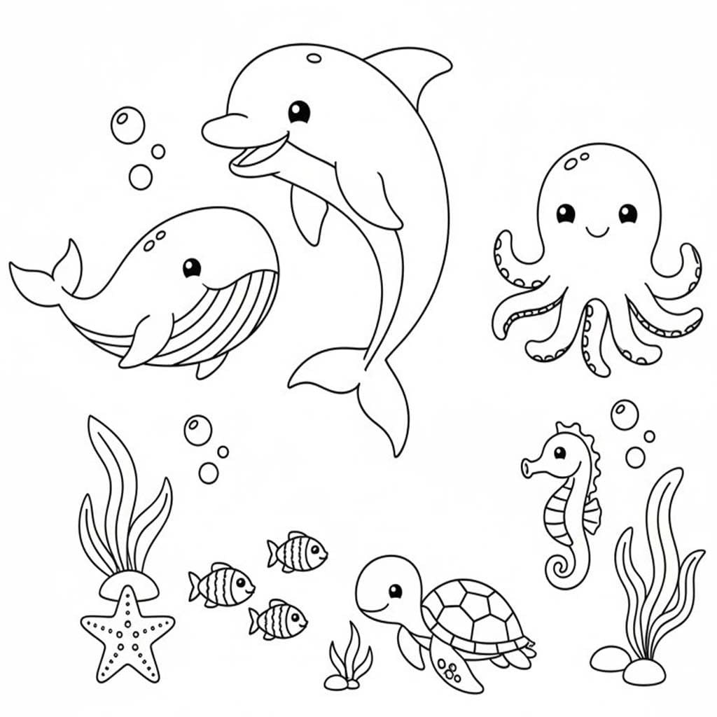 Tekenen Zeedieren gratis basis