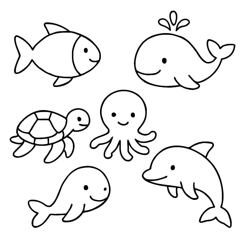 Tekenen Zeedieren simpel