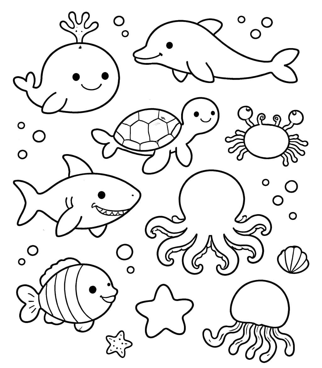 Tekenen Zeedieren voor kinderen