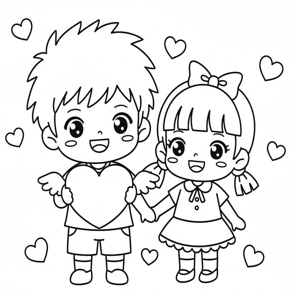 Tekening Valentijnsdag afdrukbaar voor kinderen