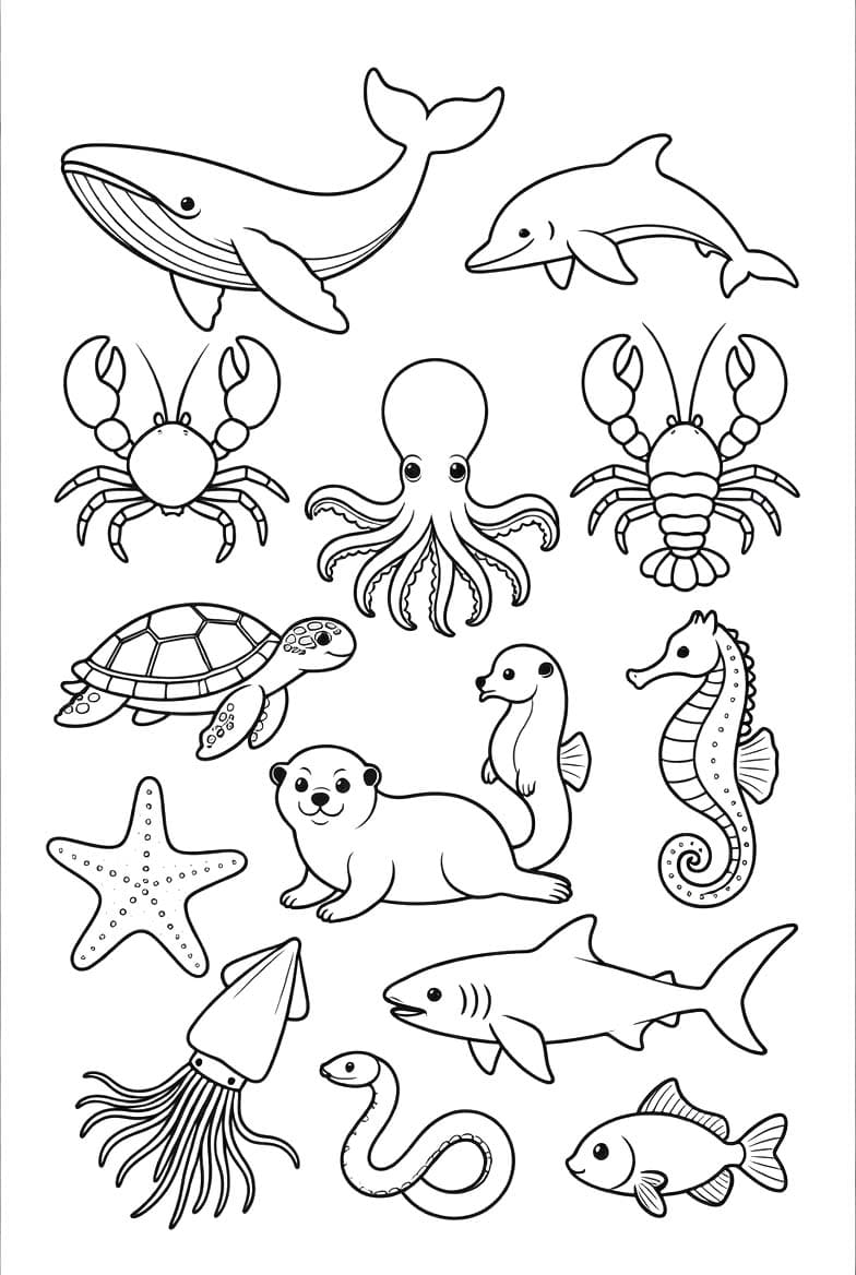 Zeedieren gratis afdrukbaar eenvoudig