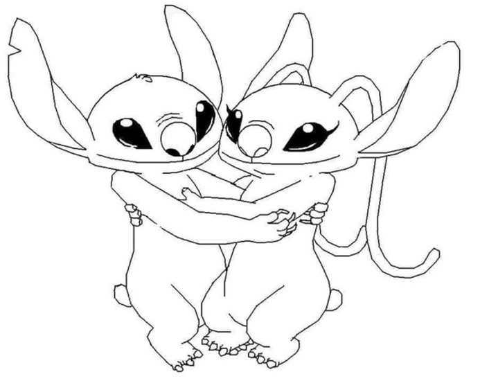 Stitch en Angel afdrukbaar eenvoudig