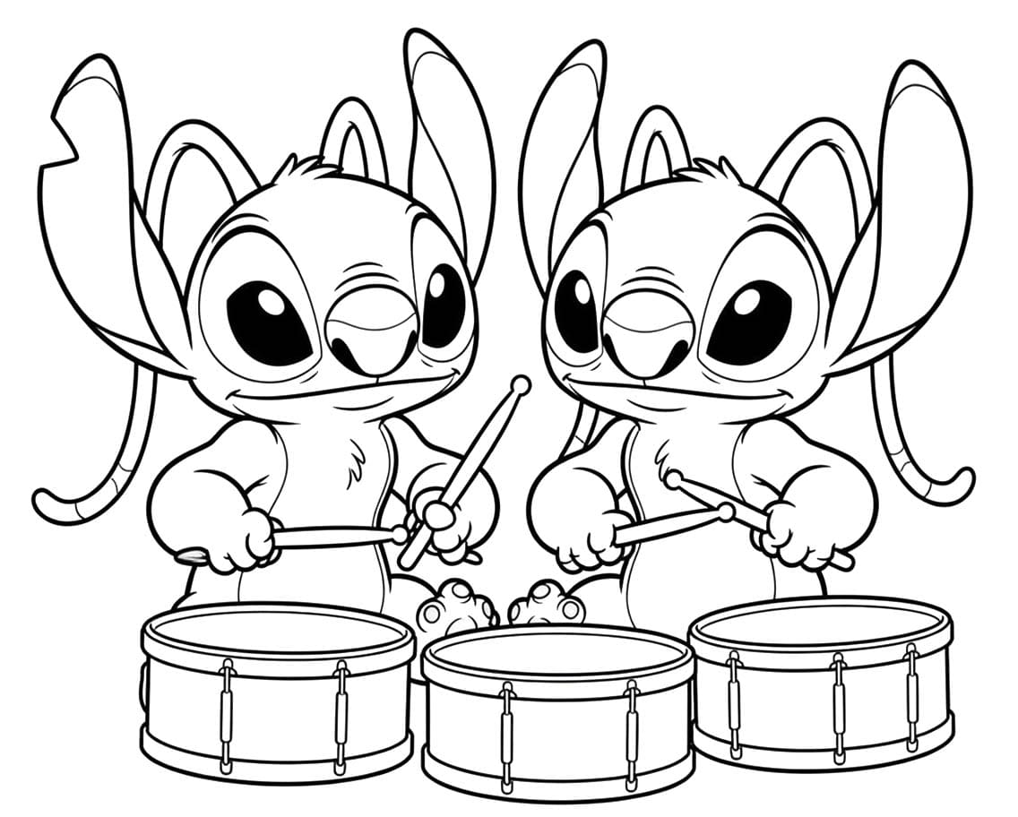 Stitch en Angel afdrukbaar voor kinderen