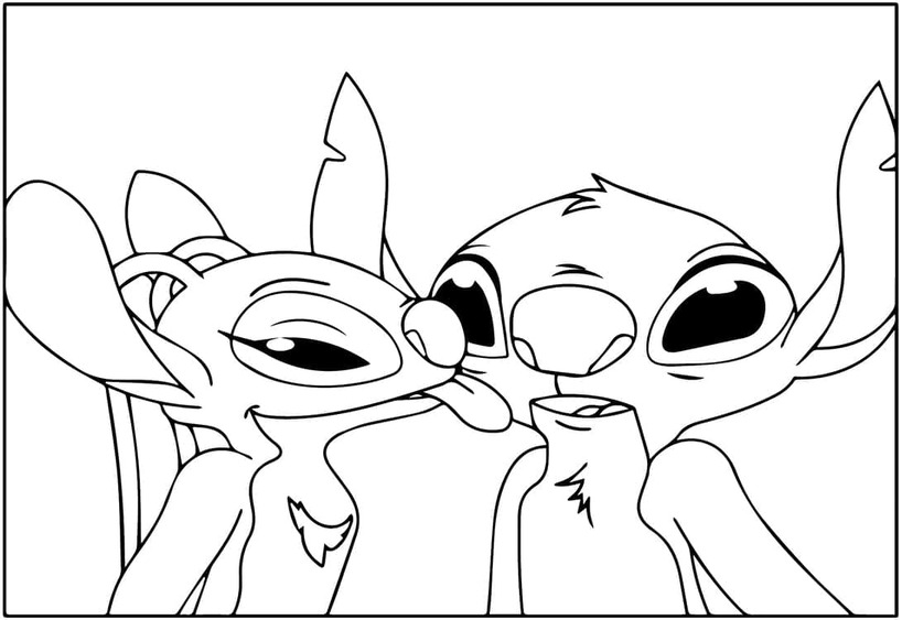 Stitch en Angel gratis afdrukbaar basis