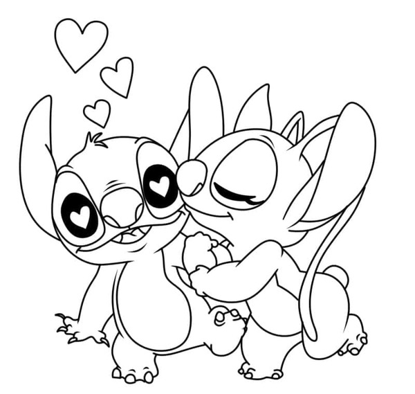 Stitch en Angel gratis afdrukbaar eenvoudig