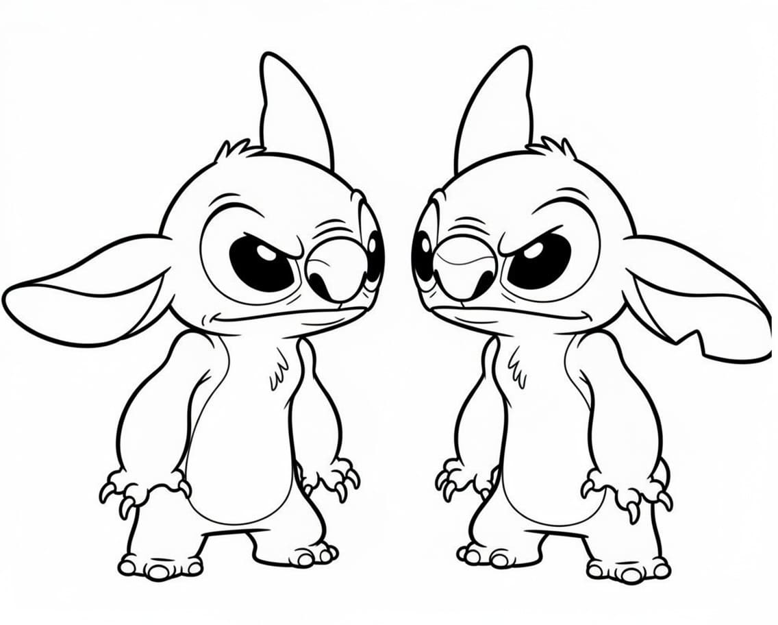 Stitch en Angel gratis afdrukbaar voor kinderen