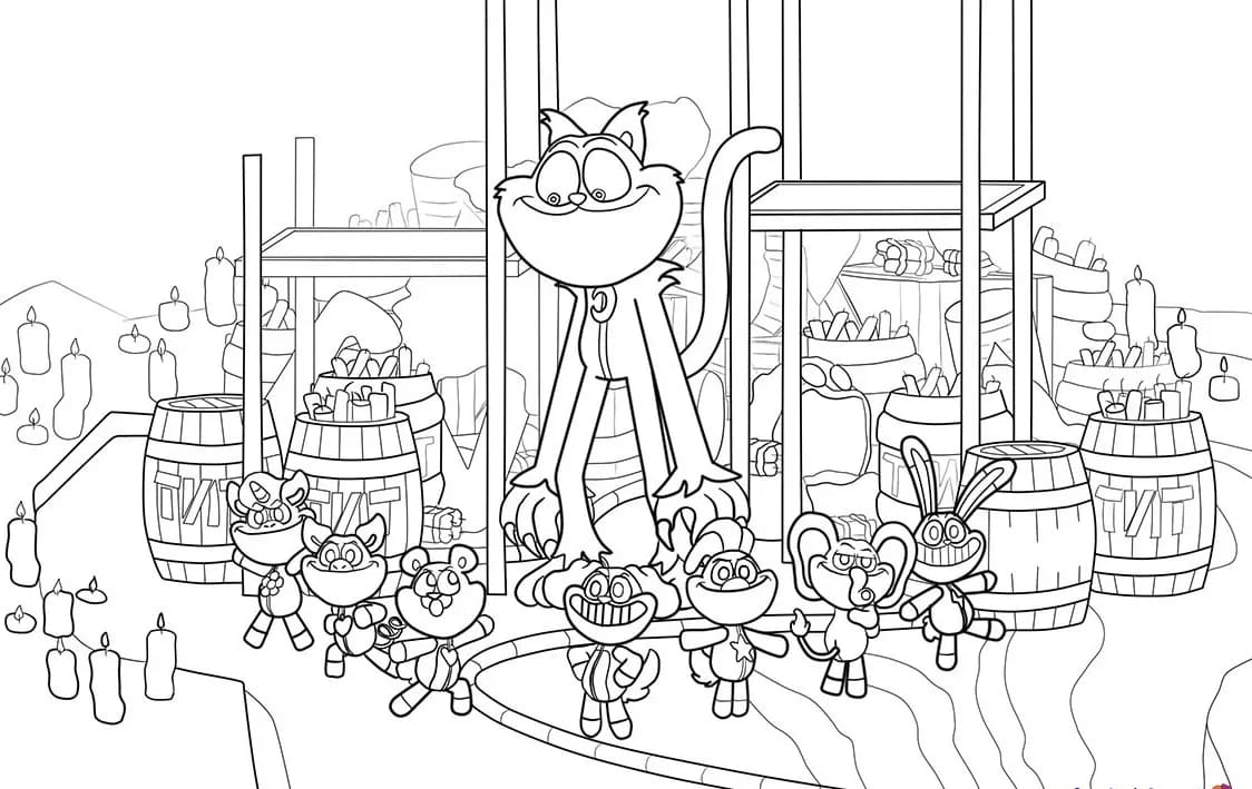 Tekenen CatNap gratis afdrukbaar simpel