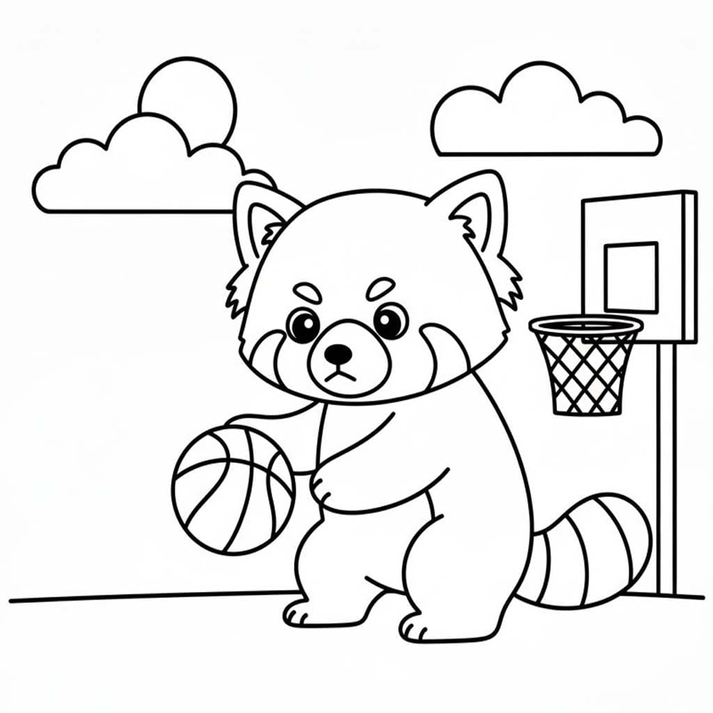 Tekenen Rode Panda gratis afdrukbaar eenvoudig