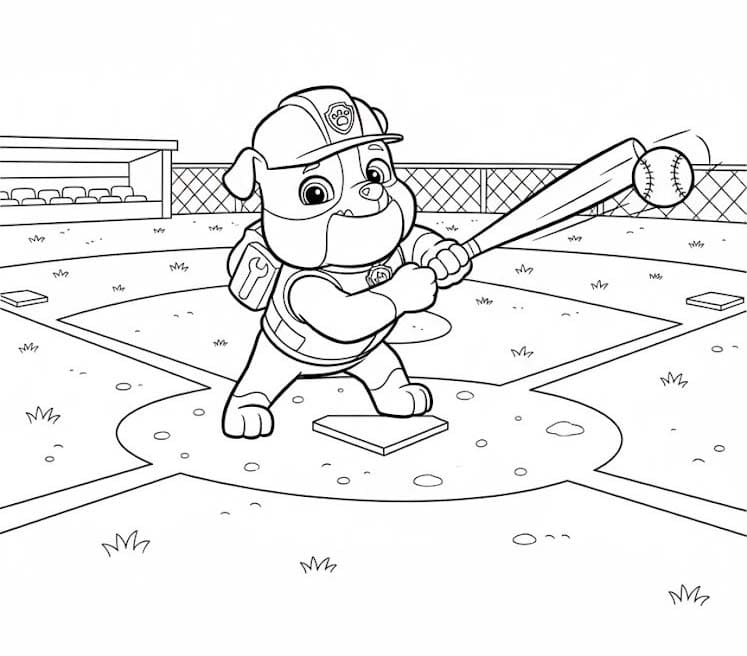 Tekenen Rubble Paw Patrol gratis basis