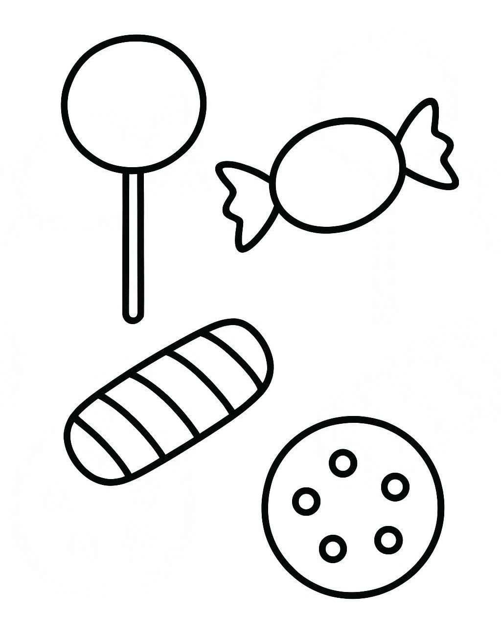 Tekenen Snoepjes gratis afdrukbaar simpel