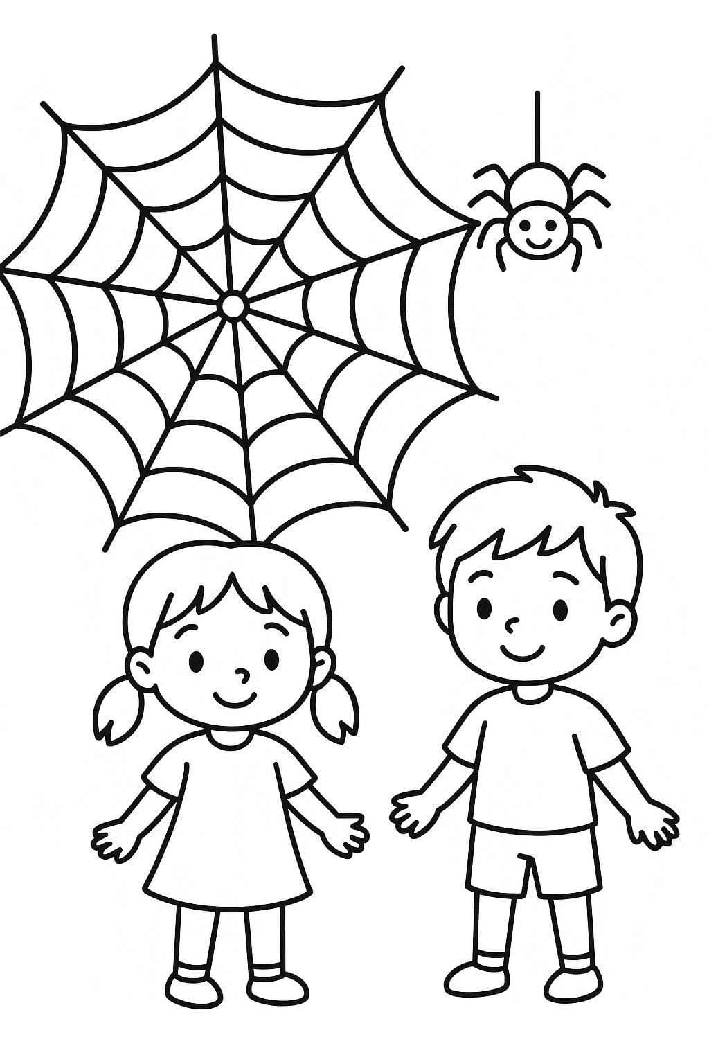 Tekenen Spinnenweb gratis afdrukbaar simpel