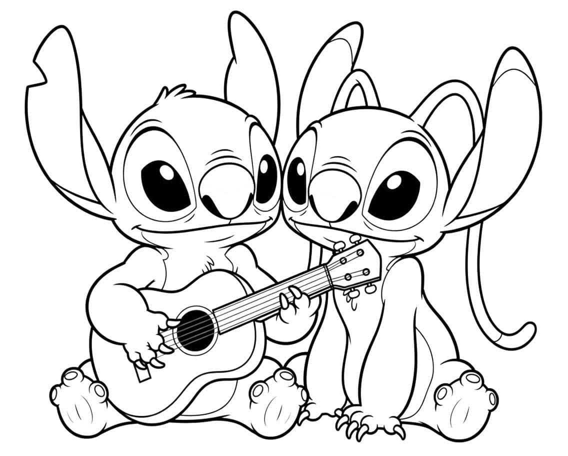 Tekenen Stitch en Angel