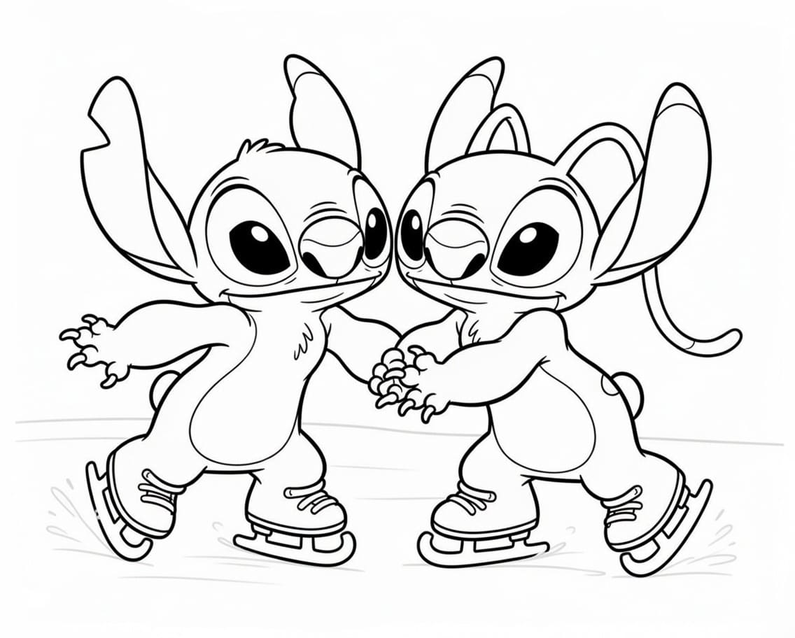 Tekenen Stitch en Angel simpel