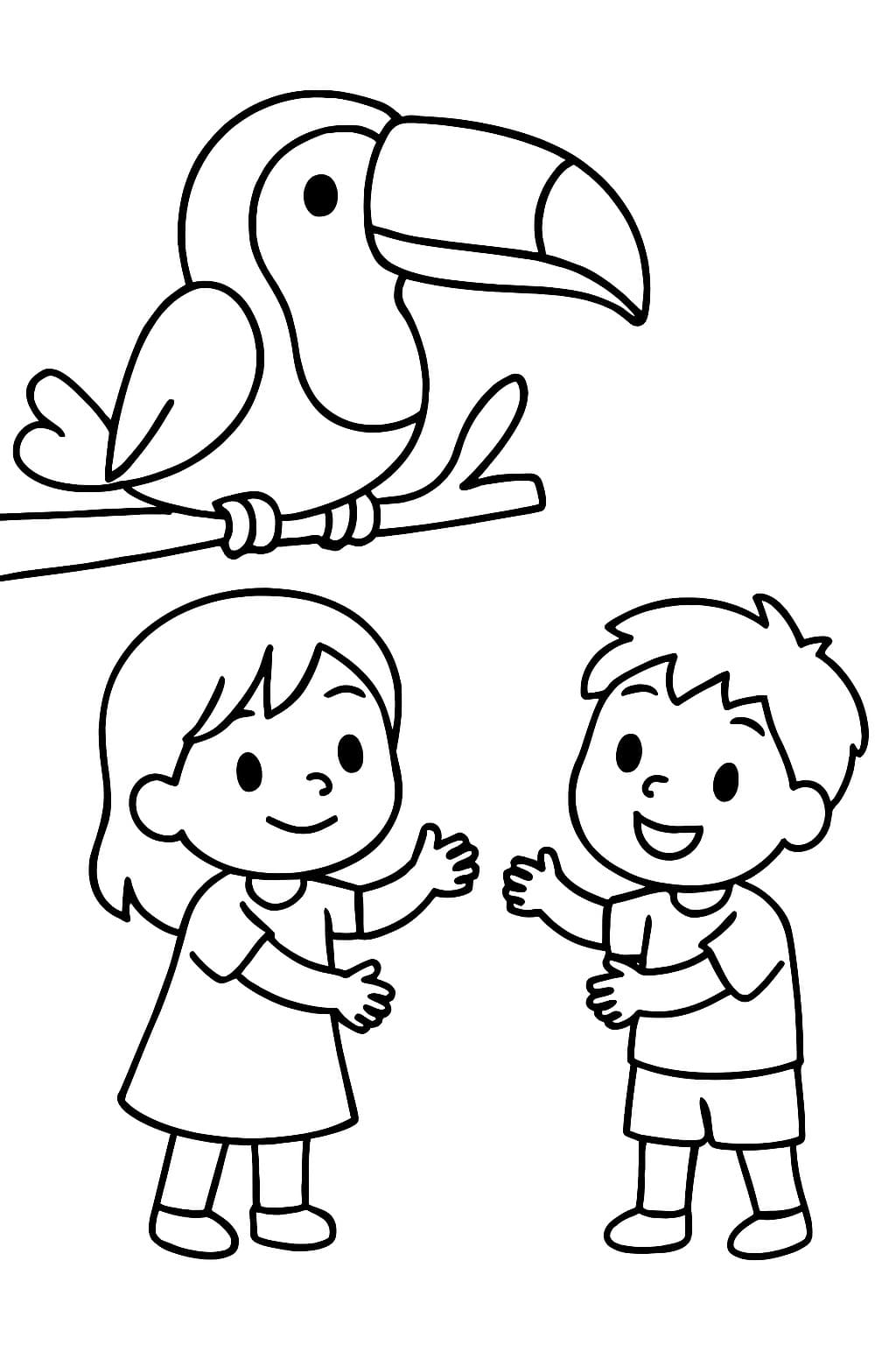 Tekenen Toekan afdrukbaar basis