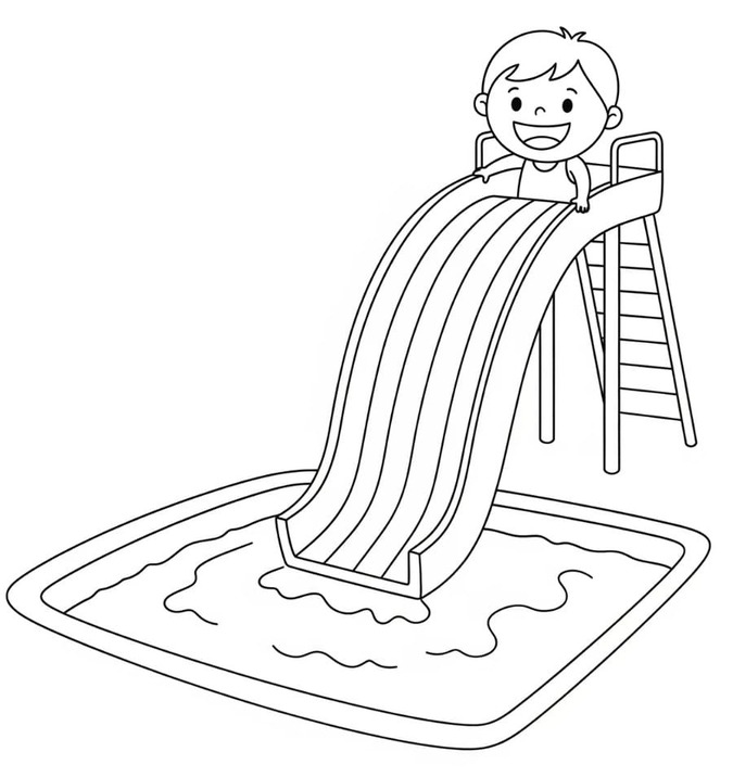 Tekenen Zwembad afdrukbaar eenvoudig