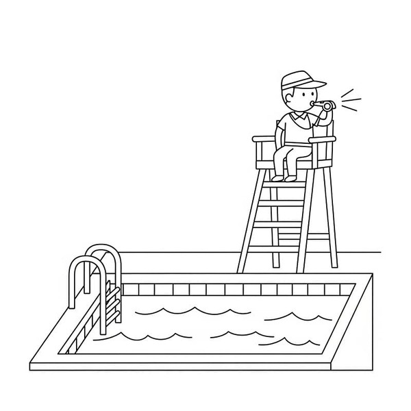 Tekenen Zwembad afdrukbaar simpel