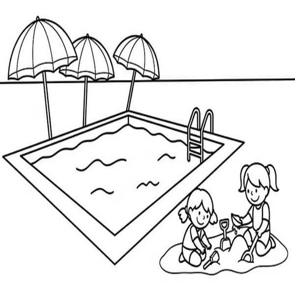 Tekenen Zwembad afdrukbaar voor kinderen